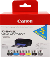 Canon PGI-550 + CLI-551 zestaw czarny / cyan / magenta / żółty / szary