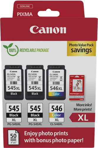 Canon PG-545XL+CL-546XL czarny / różne kolory / Biały value pack