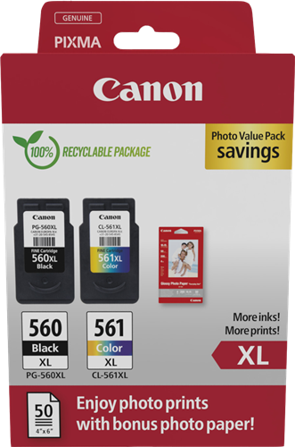 Canon PG-560XL+CL-561XL czarny / różne kolory value pack
