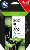 HP 302 zestaw czarny / różne kolory