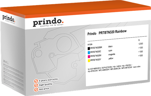 Prindo PRTBTN320 Rainbow czarny / cyan / magenta / żółty value pack