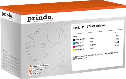 Prindo PRTBTN421 Rainbow czarny / cyan / magenta / żółty value pack
